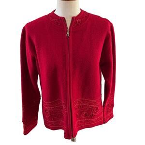 Coldwater Creek red boiled wool embroidered jacket M